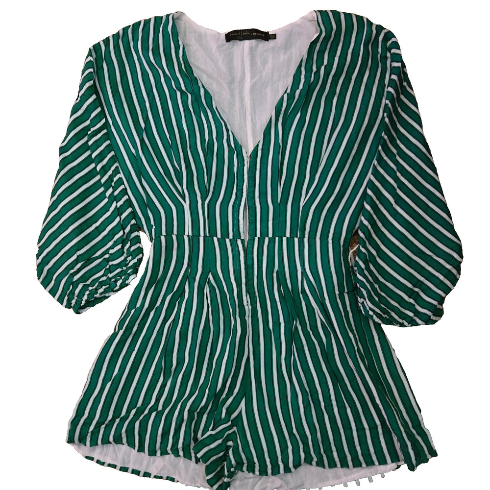 House of Harlow 1960 x REVOLVE Green‎ And White Stripe Ruben Romper XXS